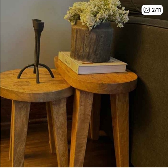 Threshold Woodland Tall Carved Wood Table Brown - Picture 2 of 3